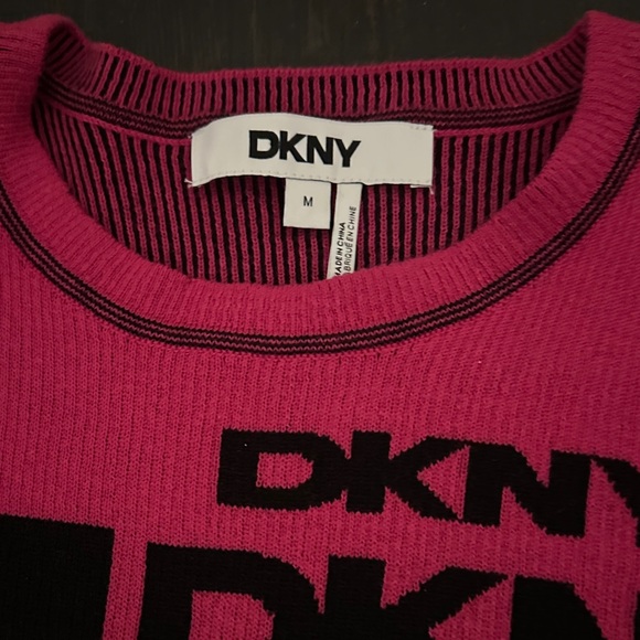 DKNY Vibrant Pink and Black Logo Knit - Picture 2 of 6